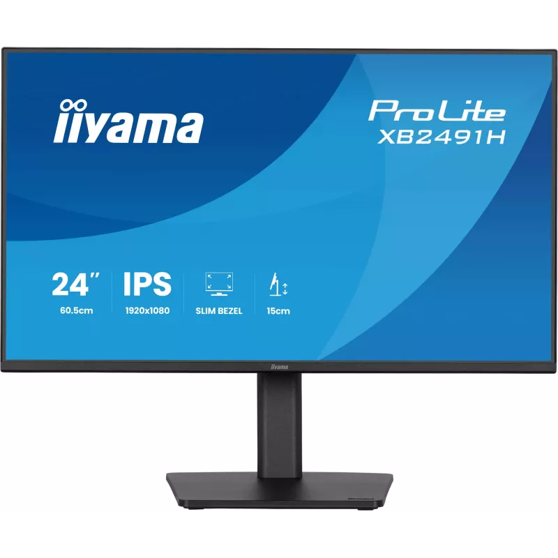 Monitor de ordenador IIYAMA ProLite XB2491H-B1 23.8 pulgadas (60.5 cm) Full HD IPS LCD, 1920×1080, visión 178°, VESA, altura ajustable, negro