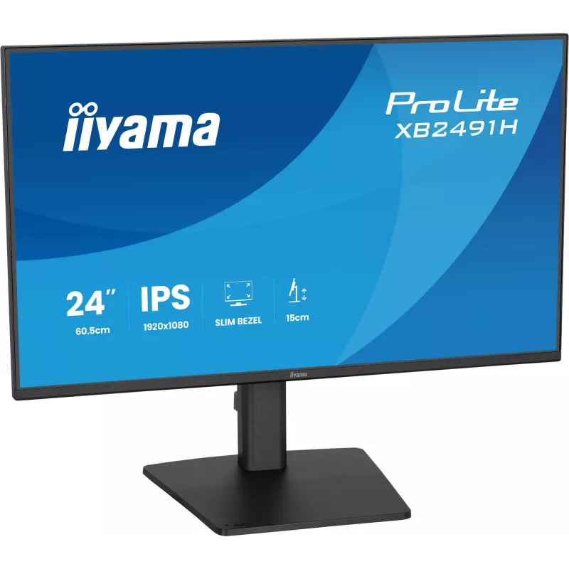 Monitor de ordenador IIYAMA ProLite XB2491H-B1 23.8 pulgadas (60.5 cm) Full HD IPS LCD, 1920×1080, visión 178°, VESA, altura ajustable, negro