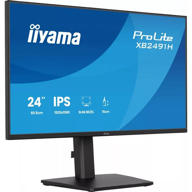 Monitor de ordenador IIYAMA ProLite XB2491H-B1 23.8 pulgadas (60.5 cm) Full HD IPS LCD, 1920×1080, visión 178°, VESA, altura ajustable, negro