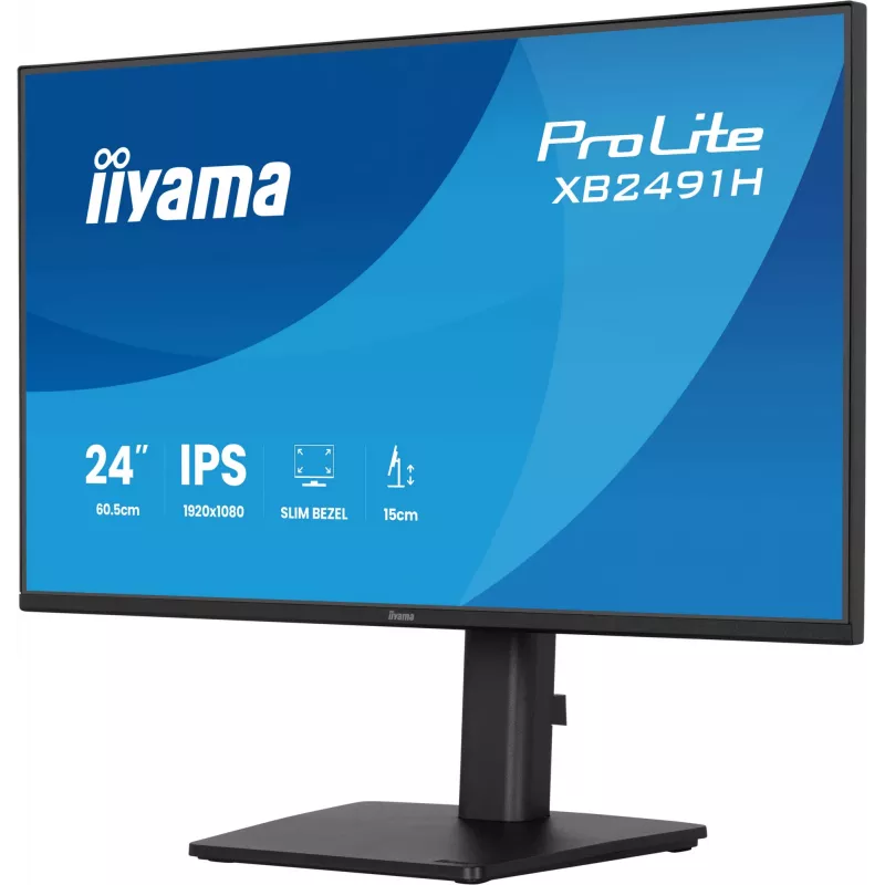 Monitor de ordenador IIYAMA ProLite XB2491H-B1 23.8 pulgadas (60.5 cm) Full HD IPS LCD, 1920×1080, visión 178°, VESA, altura ajustable, negro