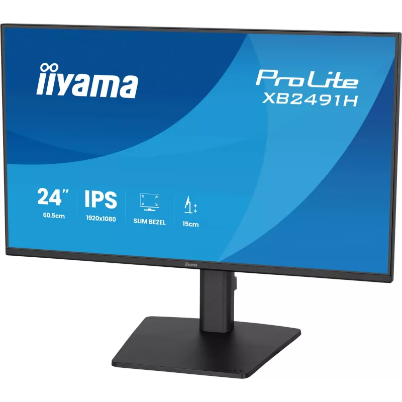 Monitor de ordenador IIYAMA ProLite XB2491H-B1 23.8 pulgadas (60.5 cm) Full HD IPS LCD, 1920×1080, visión 178°, VESA, altura ajustable, negro