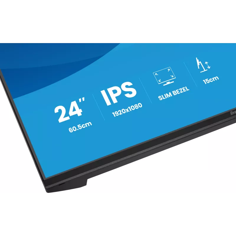 Monitor de ordenador IIYAMA ProLite XB2491H-B1 23.8 pulgadas (60.5 cm) Full HD IPS LCD, 1920×1080, visión 178°, VESA, altura ajustable, negro