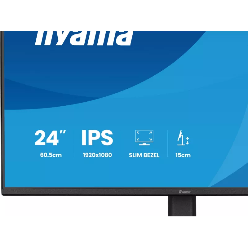 Monitor de ordenador IIYAMA ProLite XB2491H-B1 23.8 pulgadas (60.5 cm) Full HD IPS LCD, 1920×1080, visión 178°, VESA, altura ajustable, negro