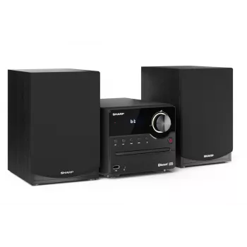 Microcadena de audio Sharp XL-B512(BK) – 45 W, reproductor de CD único, radio FM, MP3, conexiones de altavoz tipo banana, negro