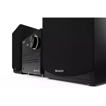 Microcadena de audio Sharp XL-B512(BK) – 45 W, reproductor de CD único, radio FM, MP3, conexiones de altavoz tipo banana, negro