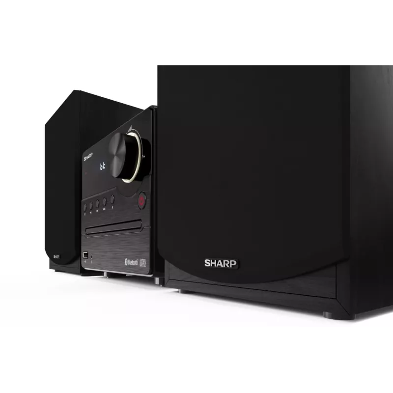 Microcadena de audio Sharp XL-B512(BK) – 45 W, reproductor de CD único, radio FM, MP3, conexiones de altavoz tipo banana, negro