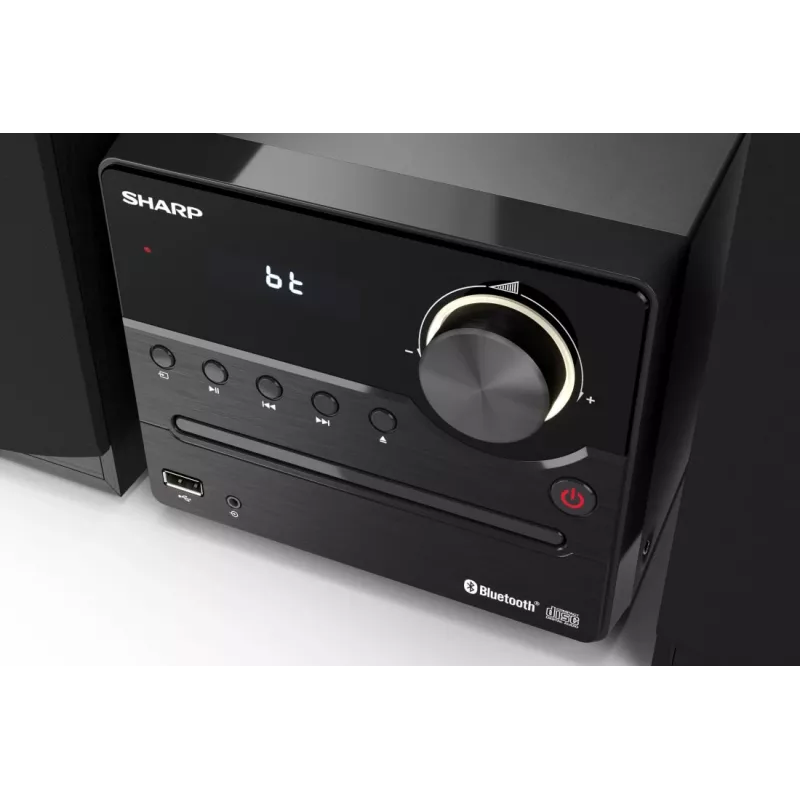 Microcadena de audio Sharp XL-B512(BK) – 45 W, reproductor de CD único, radio FM, MP3, conexiones de altavoz tipo banana, negro