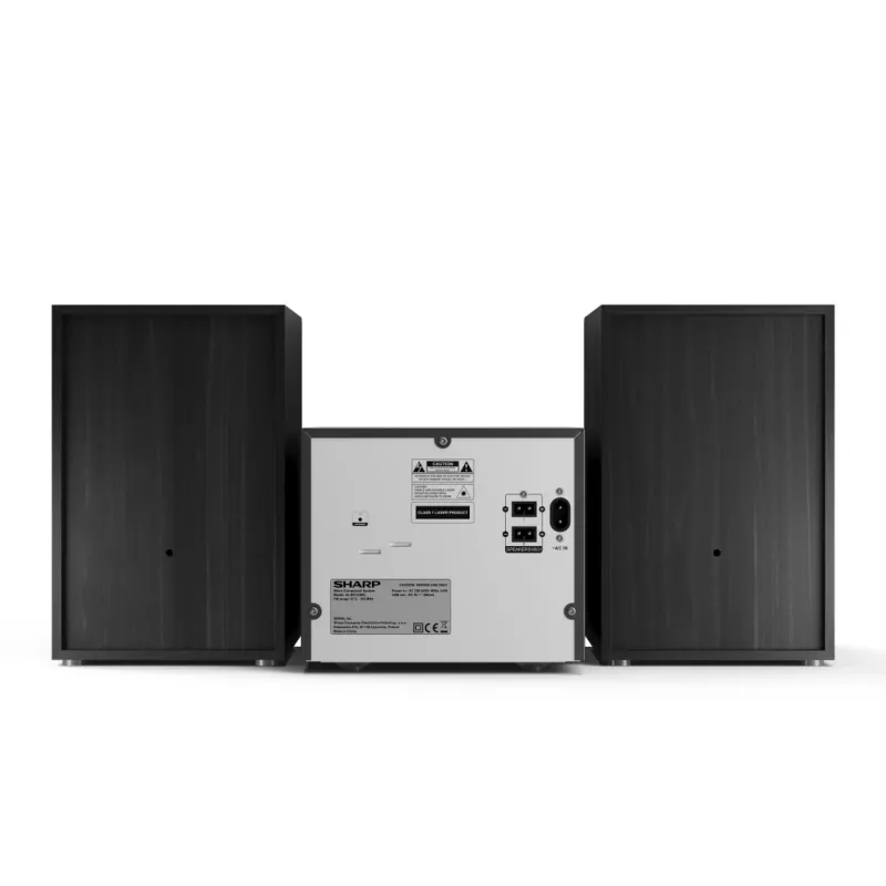 Microcadena de audio Sharp XL-B512(BK) – 45 W, reproductor de CD único, radio FM, MP3, conexiones de altavoz tipo banana, negro