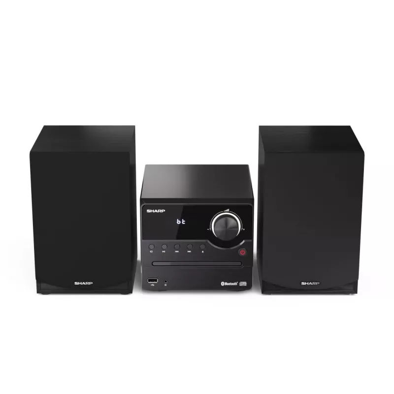 Microcadena de audio Sharp XL-B512(BK) – 45 W, reproductor de CD único, radio FM, MP3, conexiones de altavoz tipo banana, negro