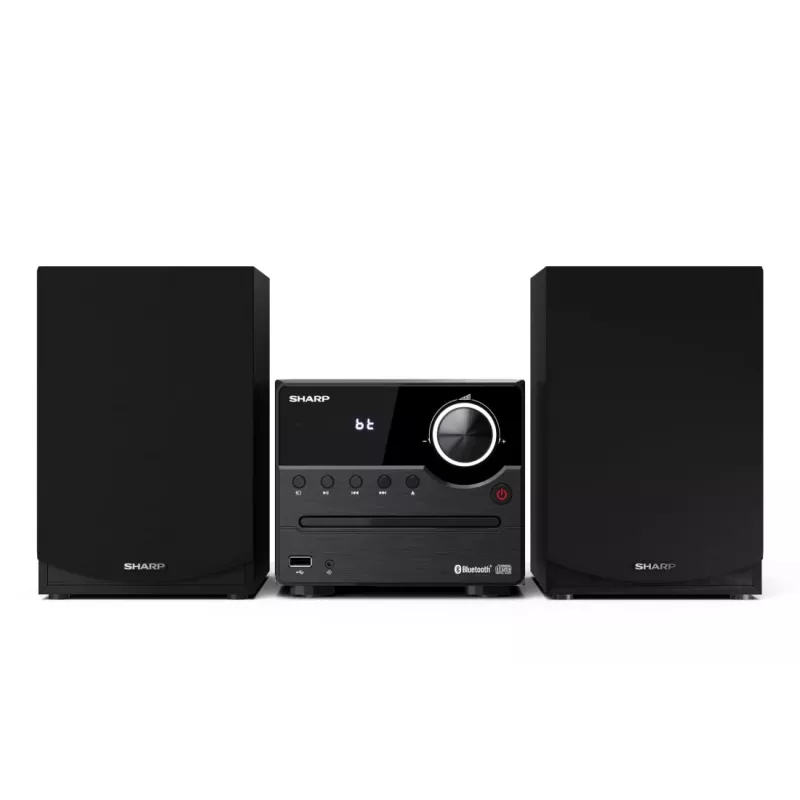 Microcadena de audio Sharp XL-B512(BK) – 45 W, reproductor de CD único, radio FM, MP3, conexiones de altavoz tipo banana, negro
