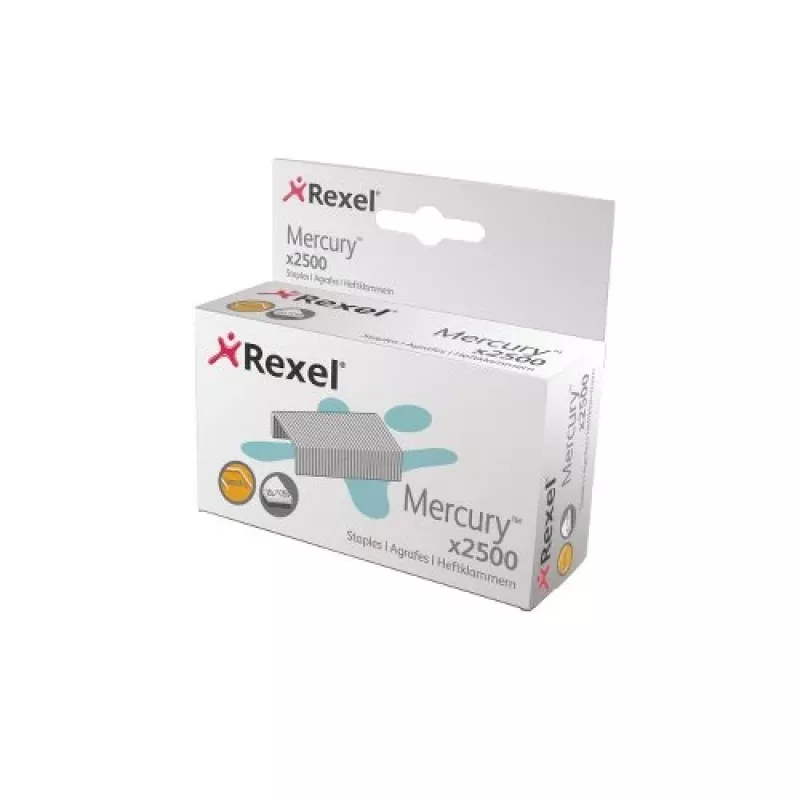 Rexel Mercury grapas de alta resistencia (2500), paquete de grapas, 2500 grapas, acero, plata, 120 hojas, 220 g