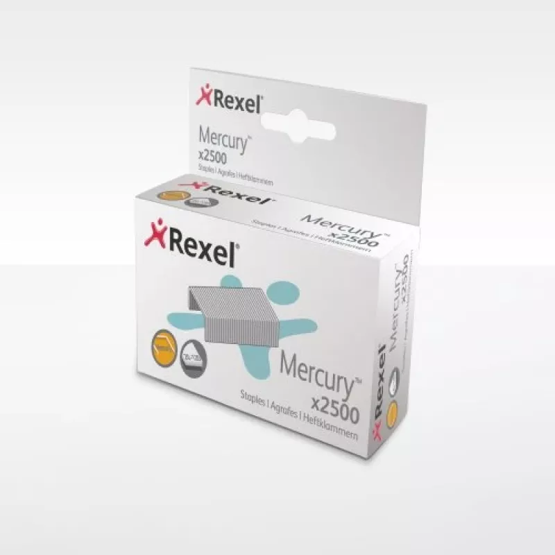 Rexel Mercury grapas de alta resistencia (2500), paquete de grapas, 2500 grapas, acero, plata, 120 hojas, 220 g