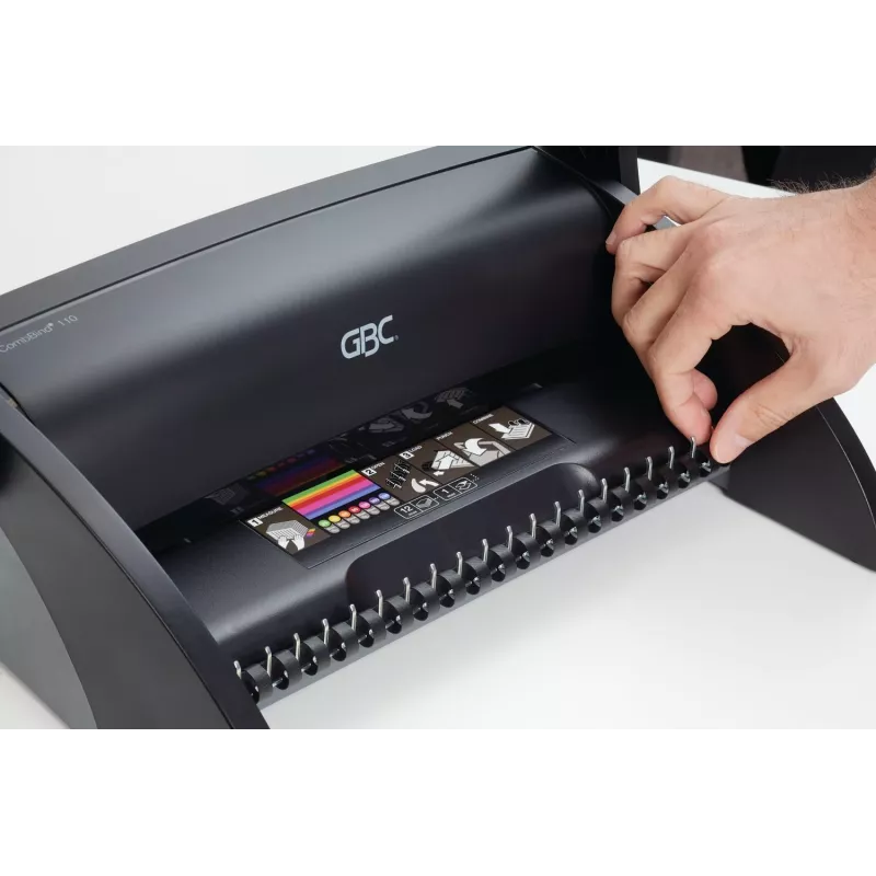 GBC encuadernadora CombBind® C110, encuadernadora de peine, manual, 195 hojas, negro