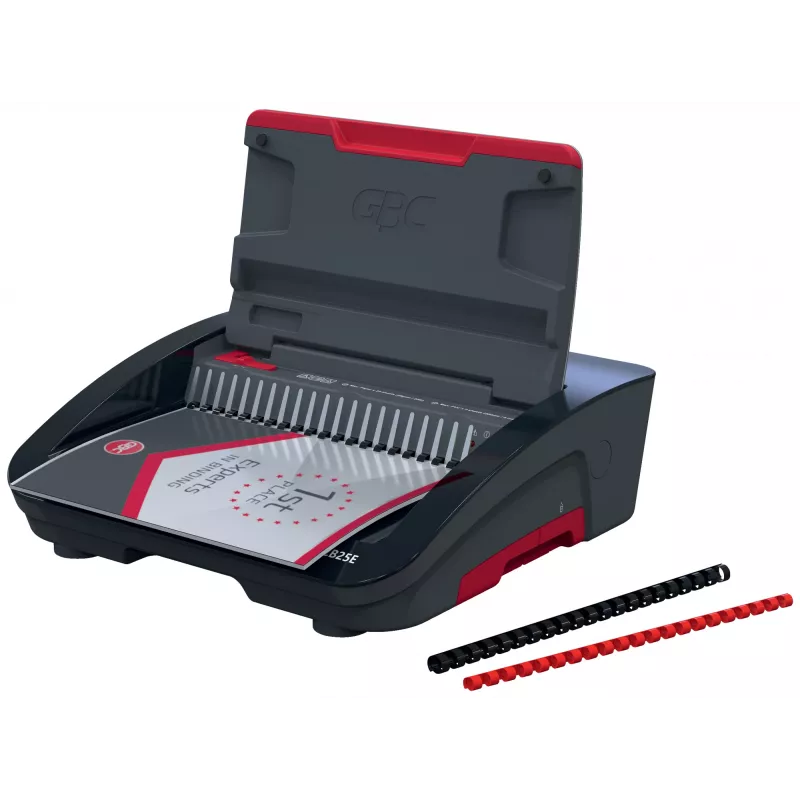 GBC CombBind® CB25E encuadernadora eléctrica, encuadernadora de peine, eléctrica, 390 hojas, negro, rojo
