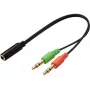 Sandberg Adaptador para auriculares (móvil) PC, 2 x 3,5 mm, conector macho, 3,5 mm, conector hembra, negro