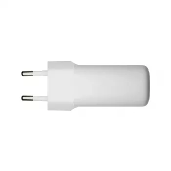 Cargador de pared dbramante re-charge Pro — 2× USB-C 25W, 110–240V, Blanco