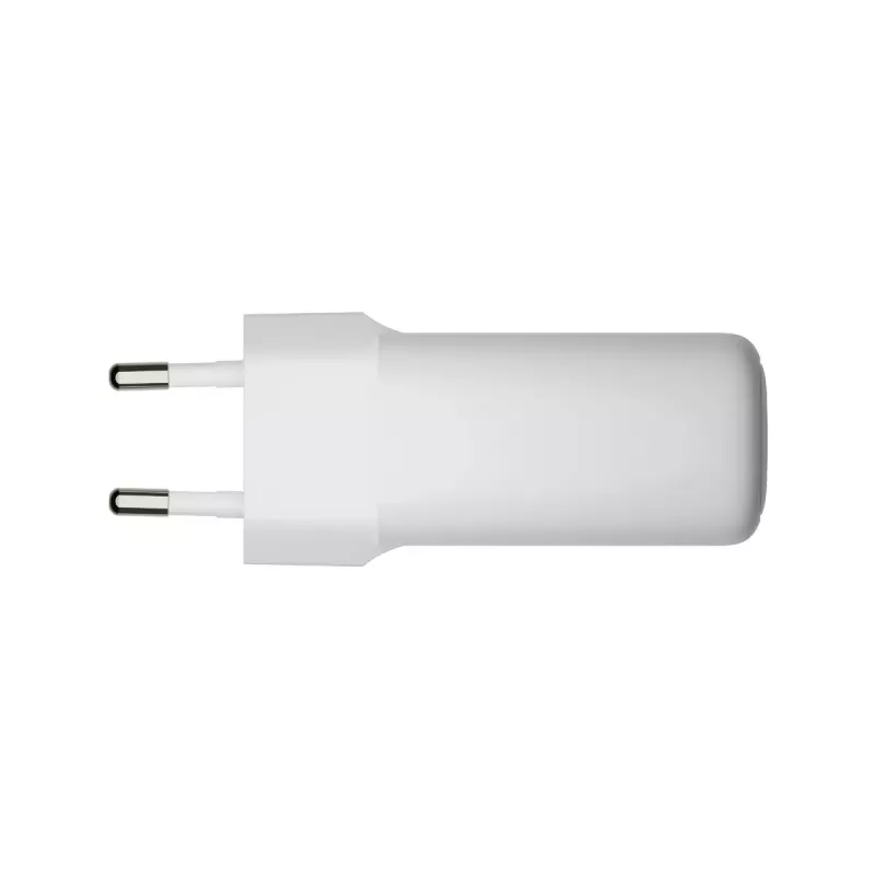Cargador de pared dbramante re-charge Pro — 2× USB-C 25W, 110–240V, Blanco