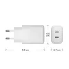 Cargador de pared dbramante re-charge Pro — 2× USB-C 25W, 110–240V, Blanco