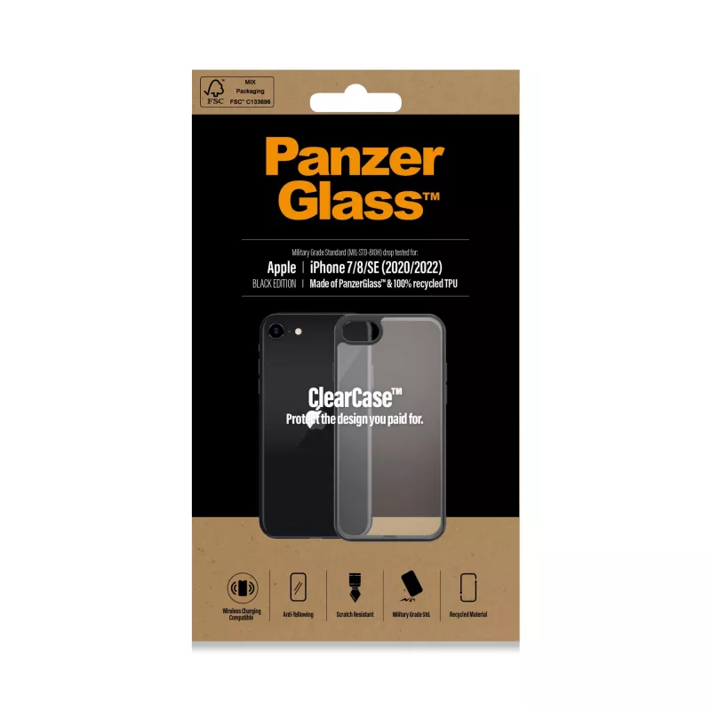 PanzerGlass ® ClearCase iPhone 8 | 7 | SE (2020/2022) | Negro