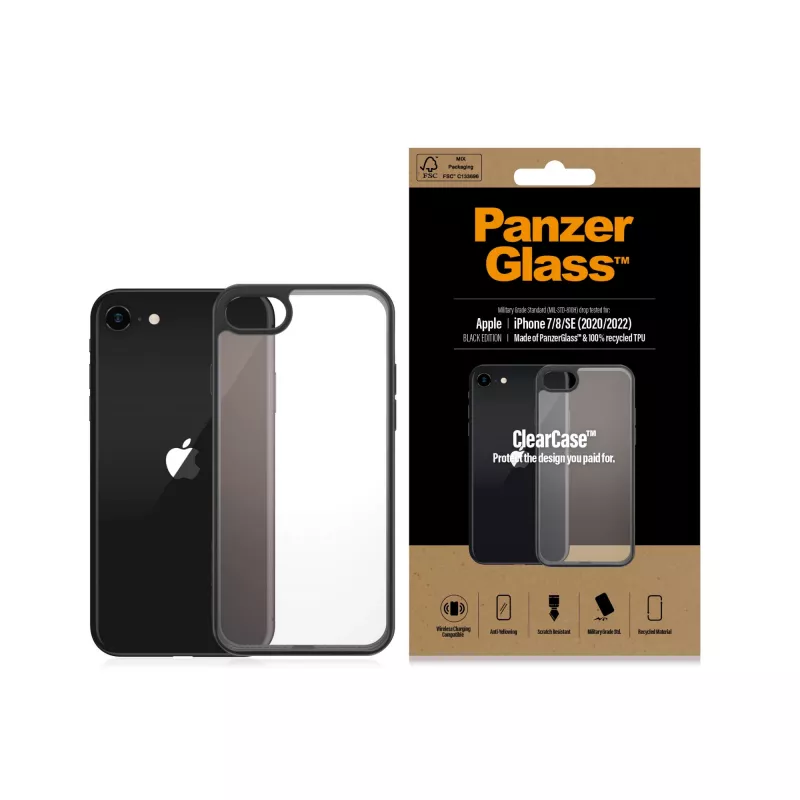 PanzerGlass ® ClearCase iPhone 8 | 7 | SE (2020/2022) | Negro