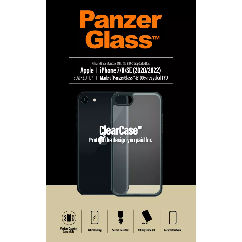 PanzerGlass ® ClearCase iPhone 8 | 7 | SE (2020/2022) | Negro