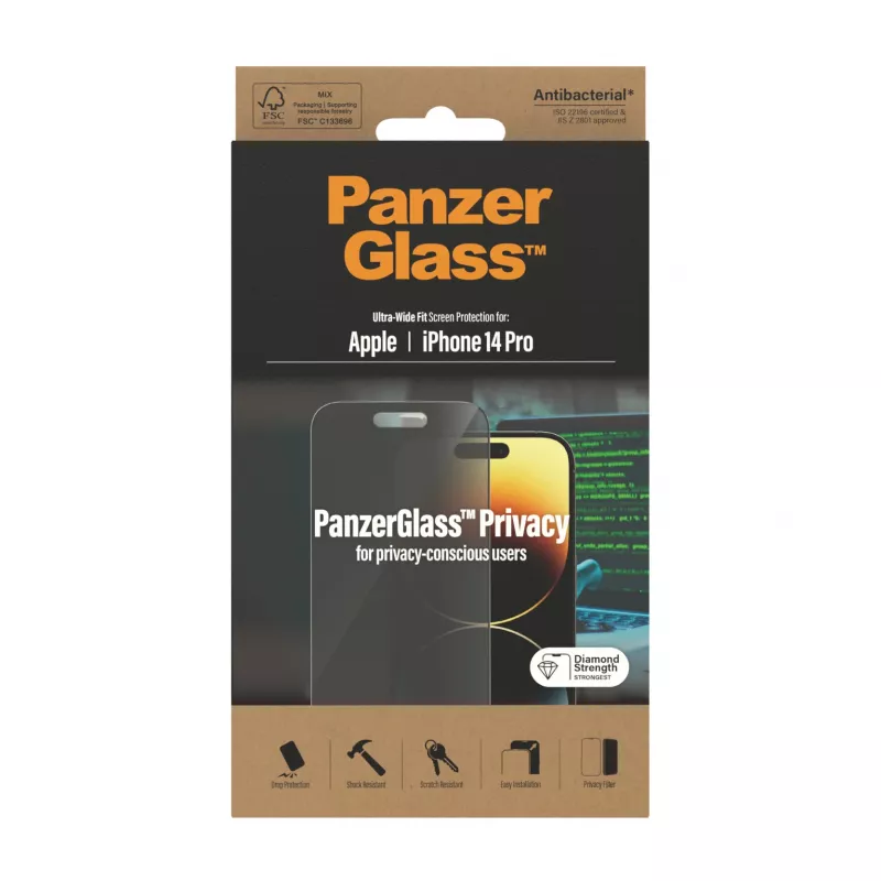 PanzerGlass ® Protector de pantalla de privacidad iPhone 14 Pro | Ultra-Wide Fit