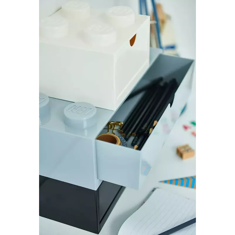 Caja de almacenamiento con cajones de escritorio Room Copenhagen 40201735 blanca — organizador compatible con LEGO