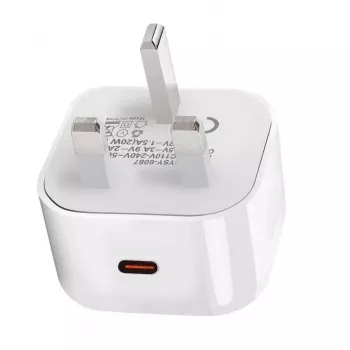 eSTUFF cargador doméstico USB-C PD 3A 20W, enchufe UK - blanco