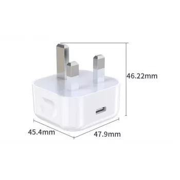 eSTUFF cargador doméstico USB-C PD 3A 20W, enchufe UK - blanco