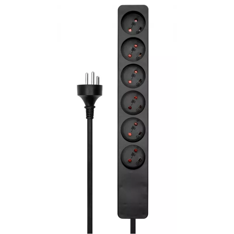 Microconnect MC-GRU0607DKB Alargador de corriente 7 m 6 tomas AC