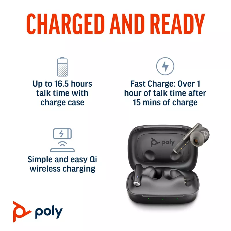 HP Poly Voyager Free 60 UC Carbon negro auriculares +BT700 adaptador USB-C +estuche de carga base