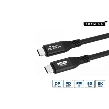 Microconnect USB4CC1-240W-80GBPS Cable USB USB4 Gen 3x2 1 m USB C Negro
