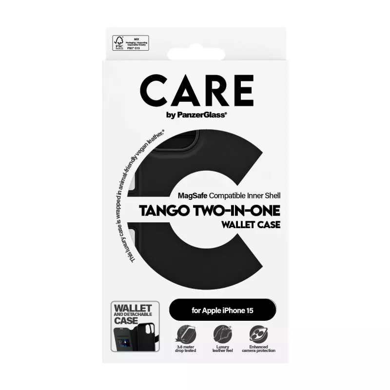 Funda cartera 2 en 1 con MagSafe PanzerGlass CARE™ by ® Tango iPhone 15