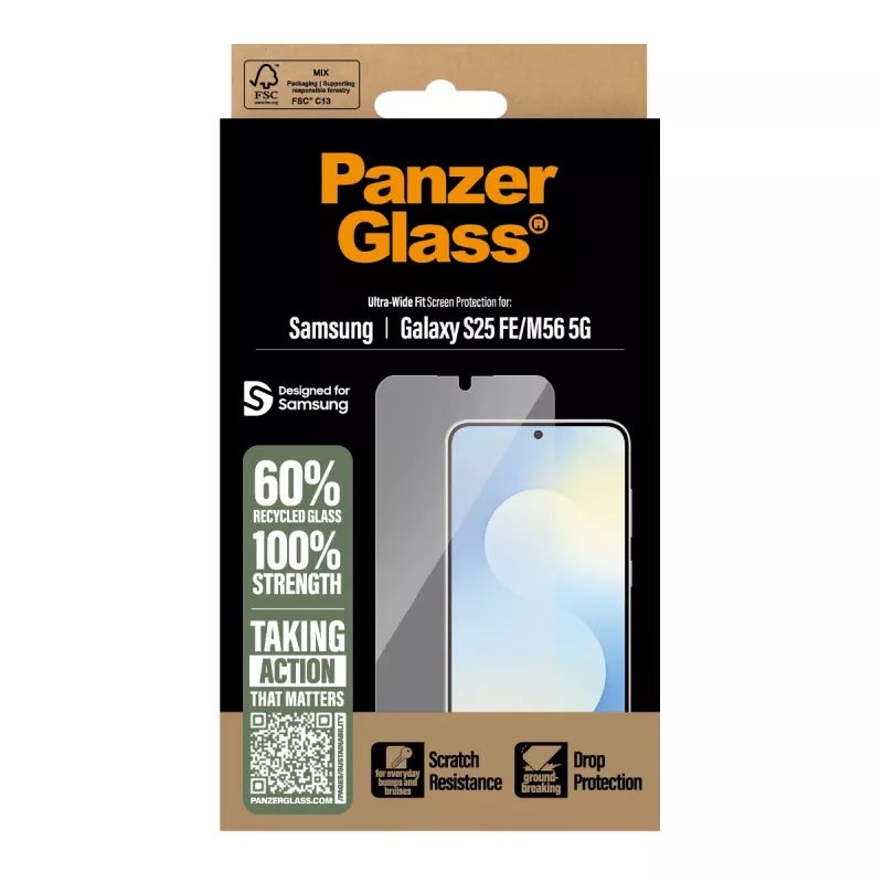 Protector de pantalla PanzerGlass ® Samsung Galaxy S25 FE 5G | M56 5G | Ultra-Wide Fit