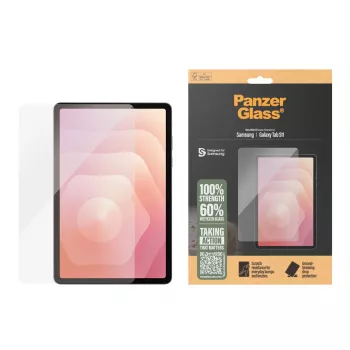 Lámina protectora de pantalla PanzerGlass para Samsung Galaxy Tab S11 — cristal templado, PET, silicona, Ultra-Wide Fit, transparente