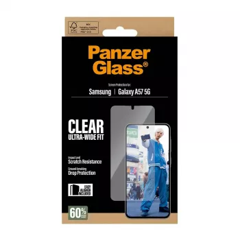 Protector de pantalla PanzerGlass Ultra-Wide Fit para Samsung Galaxy A57 5G — transparente, resistente a arañazos