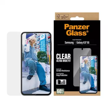 Protector de pantalla PanzerGlass Ultra-Wide Fit para Samsung Galaxy A37 5G — transparente, resistente a arañazos