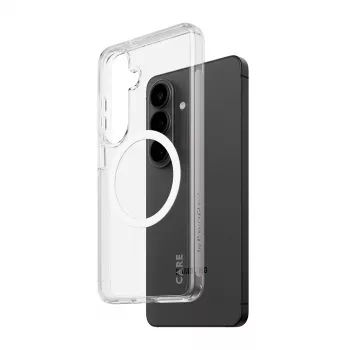 Funda PanzerGlass CARE™ Urban Explorer para Samsung Galaxy S26 — cubierta transparente con compatibilidad Qi blanca