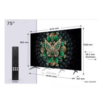 Televisor TCL C6K 75C6K 190,5 cm (75 pulgadas) 4K Ultra HD Smart TV Wi-Fi Metálico