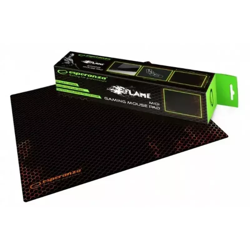 Alfombrilla de ratón ESPERANZA EGP101R — poliéster gaming, talla S 250×200×2 mm, base antideslizante, superficie estampada naranja