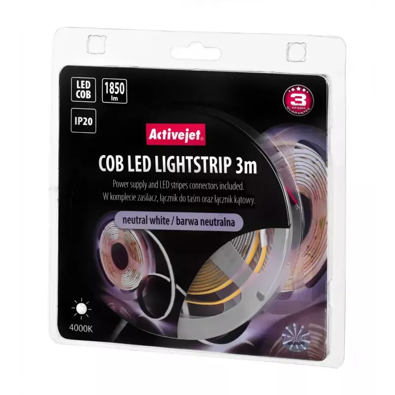 Tira LED universal ActiveJet AJE-COB 3 m blanco neutro 1850 lm 19 W IP20