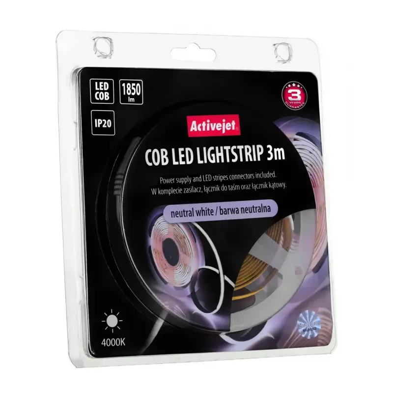 Tira LED universal ActiveJet AJE-COB 3 m blanco neutro 1850 lm 19 W IP20