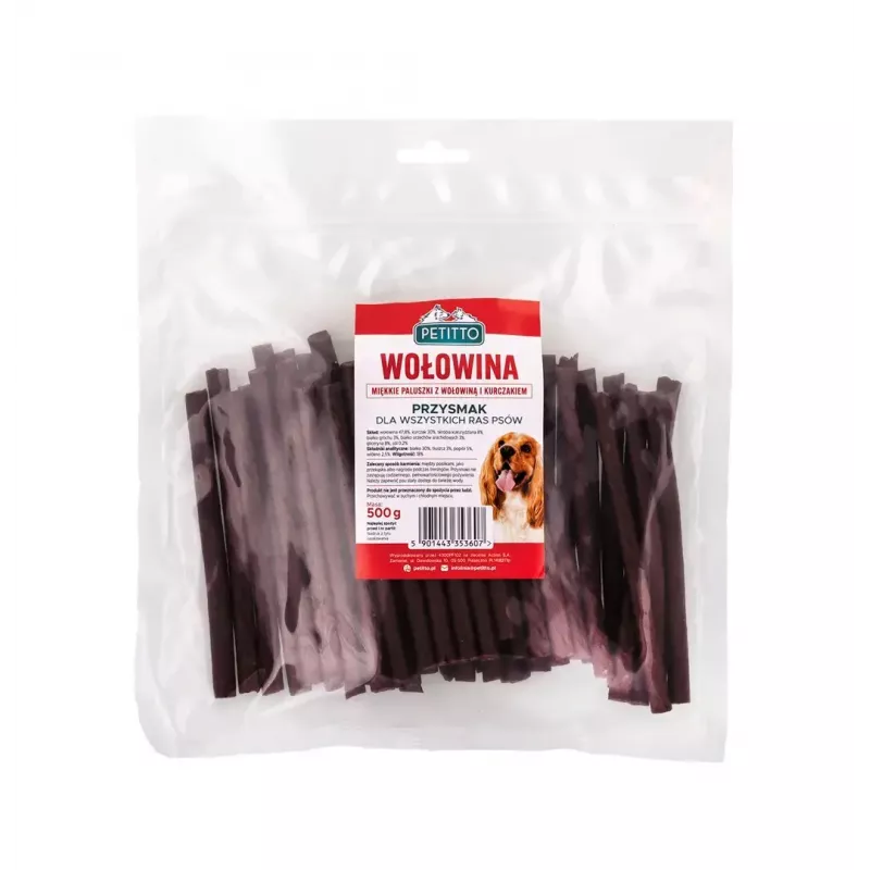 PETITTO Barritas blandas de ternera snack para perros, 500 g