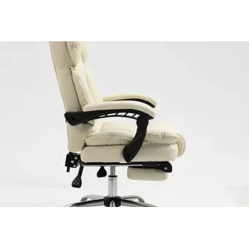 Silla giratoria ActiveJet YK7416 — silla giratoria ergonómica, piel sintética beige, estructura metálica, respaldo acolchado, reposapiés