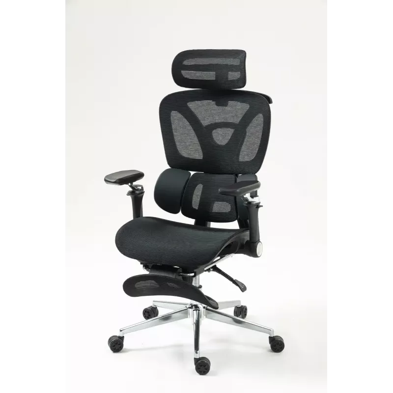 Silla de oficina ergonómica ActiveJet YK848 — asiento y respaldo de malla, negra, respaldo 50,5×57 cm, anchura de asiento 48,5 cm