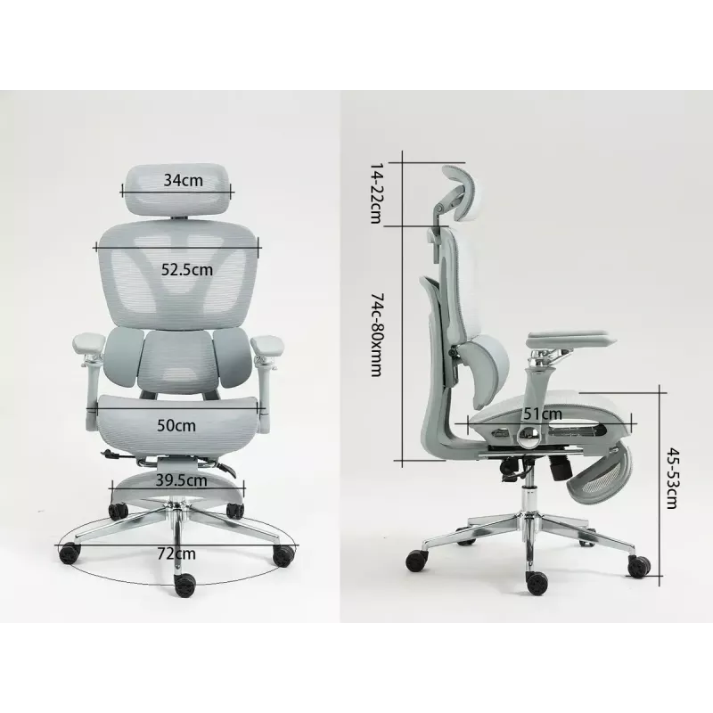 Silla de oficina ergonómica ActiveJet YK848 — asiento y respaldo de malla, negra, respaldo 50,5×57 cm, anchura de asiento 48,5 cm