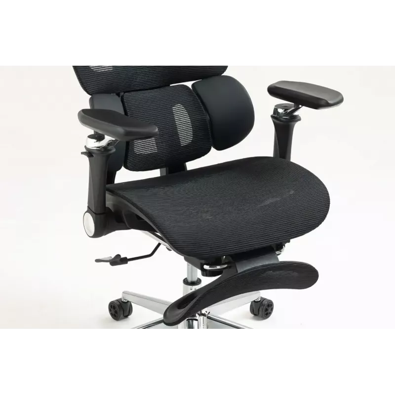 Silla de oficina ergonómica ActiveJet YK848 — asiento y respaldo de malla, negra, respaldo 50,5×57 cm, anchura de asiento 48,5 cm