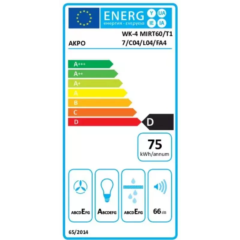 Campana de pared AKPO WK-4 MIRT ECO — 450 m³/h, negra, LED, extracción/recirculación