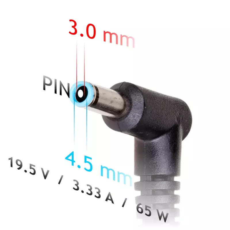 Fuente de alimentación para portátil Akyga AK-ND-58 19,5 V / 3,34 A, 65 W, conector 4,5 x 3,0 mm con pin, para Dell