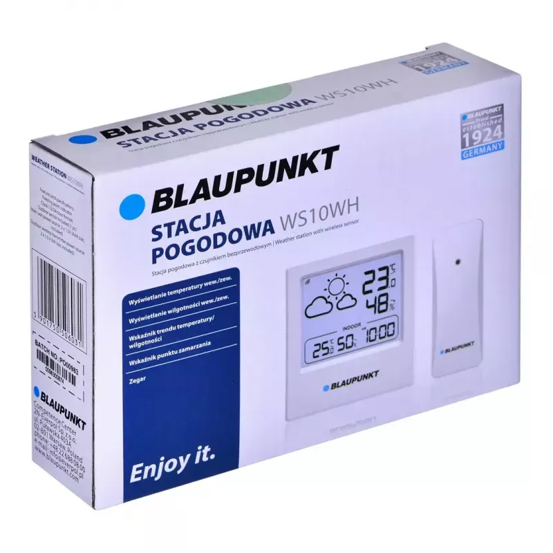 Estación meteorológica BLAUPUNKT WS10WH – monitor inalámbrico de temperatura y humedad interior/exterior